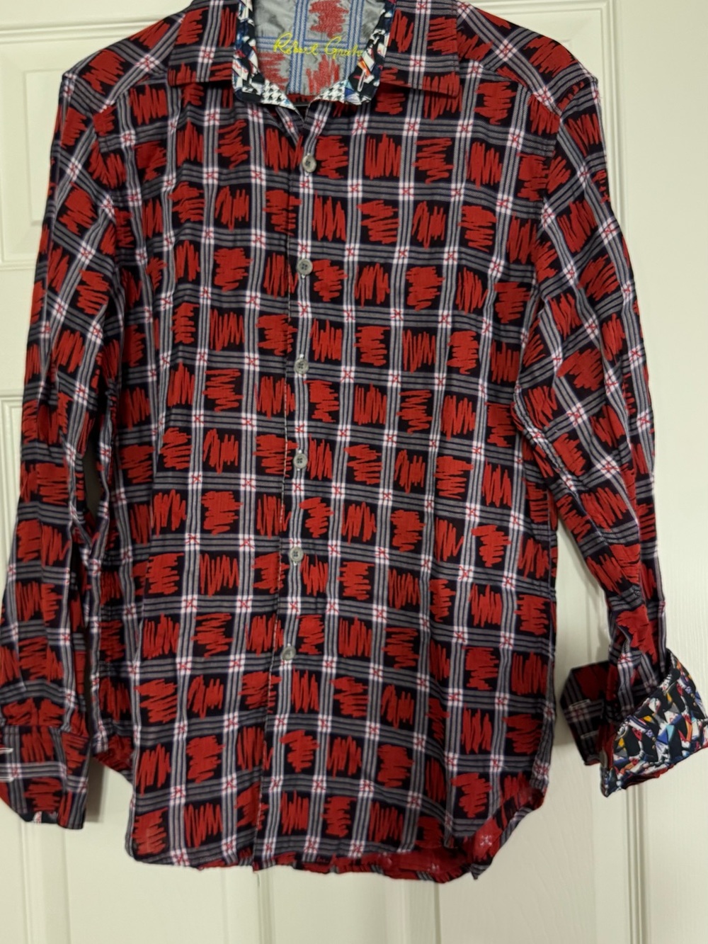 Robert Graham Red and Black Plaid Scribble Button-Up Shirt